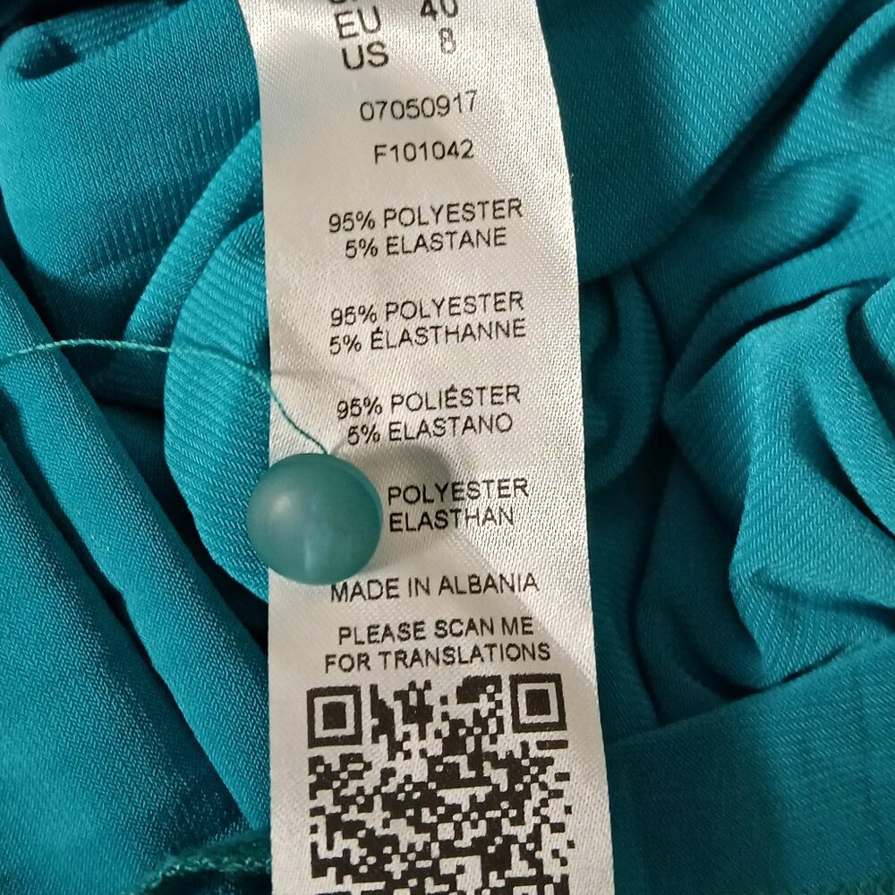 ASOS Maxi Dress Size 8 Teal Pleated Bottom Keyhole Button High Neck Retro Shift - Picture 8 of 9
